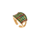 Bague ajustable Precious cristaux Prestige taille M - vert & violet Vert rose