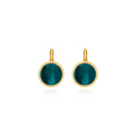 Boucles d'oreilles dormeuses rondes Ashanti en nacre - turquoise vert Turquoise vert