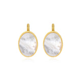 Boucles d'oreilles dormeuses ovales Ashanti en nacre - blanc Nacre