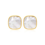 Boucles d'oreilles clip carrées Ashanti en nacre - blanc Nacre