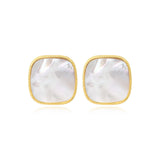 Boucles d'oreilles clip carrées Ashanti en nacre - blanc Nacre
