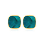 Boucles d'oreilles clip carrées Ashanti en nacre - turquoise vert Turquoise vert
