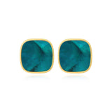 Boucles d'oreilles clip carrées Ashanti en nacre - turquoise vert Turquoise vert