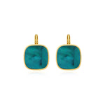 Boucles d'oreilles dormeuses carrées Ashanti en nacre - turquoise vert Turquoise vert