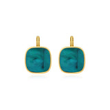 Boucles d'oreilles dormeuses carrées Ashanti en nacre - turquoise vert Turquoise vert