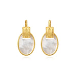 Boucles d'oreilles dormeuses Ashanti en nacre ovale et métal - blanc Nacre