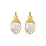 Boucles d'oreilles dormeuses Ashanti en nacre ovale et métal - blanc Nacre