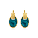 Boucles d'oreilles dormeuses Ashanti en nacre ovale et métal - turquoise vert Turquoise vert