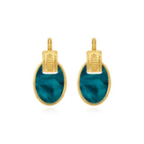 Boucles d'oreilles dormeuses Ashanti en nacre ovale et métal - turquoise vert Turquoise vert