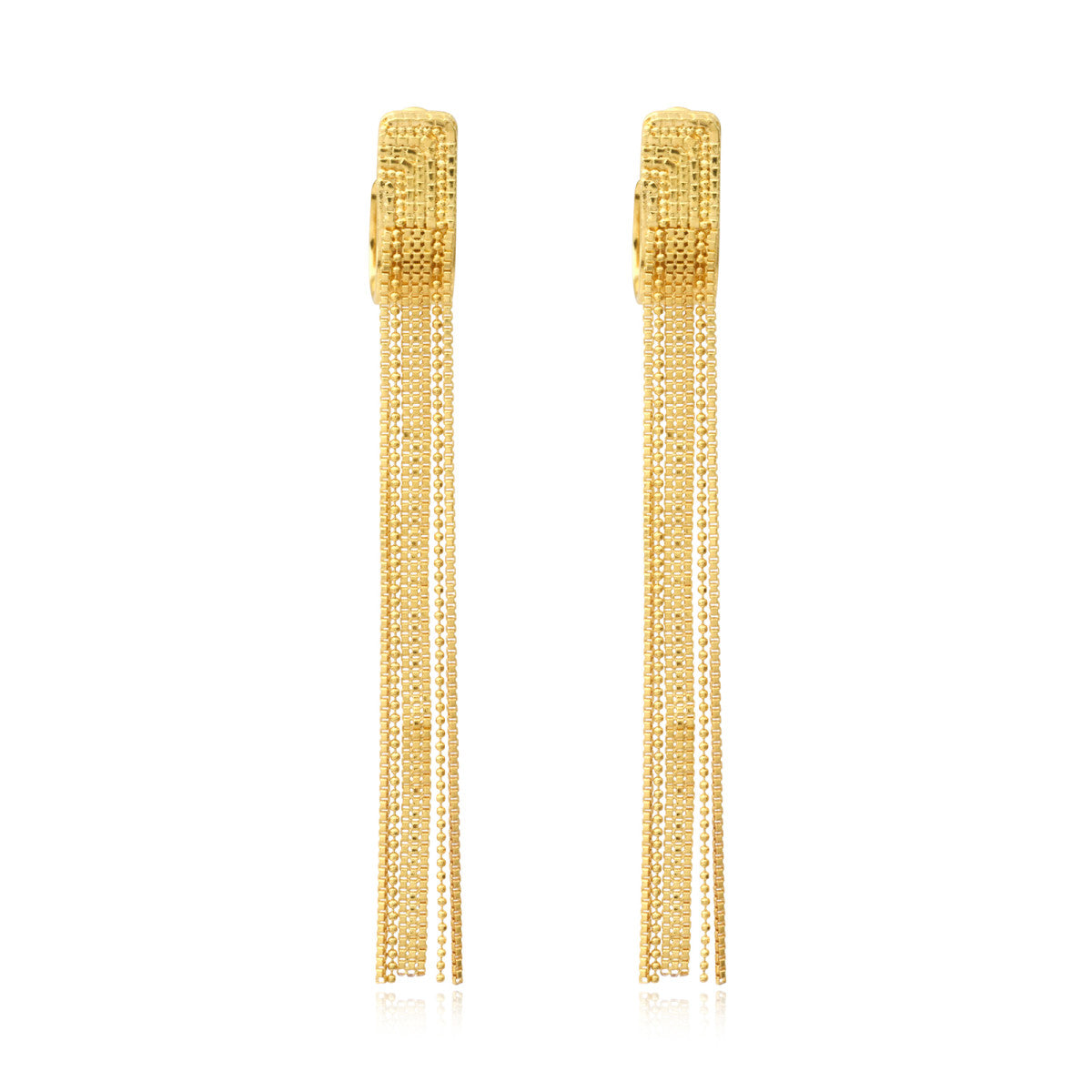 Boucles d'oreilles créoles Ashanti en métal et chaînes longues - doré Dore