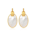 Boucles d'oreilles dormeuses Ashanti en nacre ovale et métal - blanc Nacre