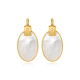 Boucles d'oreilles dormeuses Ashanti en nacre ovale et métal - blanc Nacre