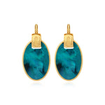 Boucles d'oreilles dormeuses Ashanti en nacre ovale et métal - turquoise vert Turquoise vert