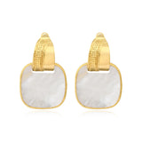 Boucles d'oreilles tige Ashanti en nacre carrée et métal - blanc Nacre
