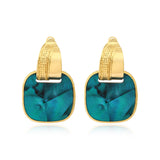 Boucles d'oreilles tige Ashanti en nacre carrée et métal - turquoise vert Turquoise vert