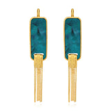 Boucles d'oreilles dormeuses Ashanti en nacre rectangulaire et chaînes - turquoise vert Turquoise vert