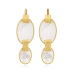 Boucles d'oreilles dormeuses Ashanti en nacre ovale et métal - blanc Nacre