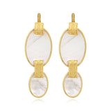 Boucles d'oreilles dormeuses Ashanti en nacre ovale et métal - blanc Nacre