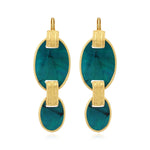 Boucles d'oreilles dormeuses Ashanti en nacre ovale et métal - turquoise vert Turquoise vert