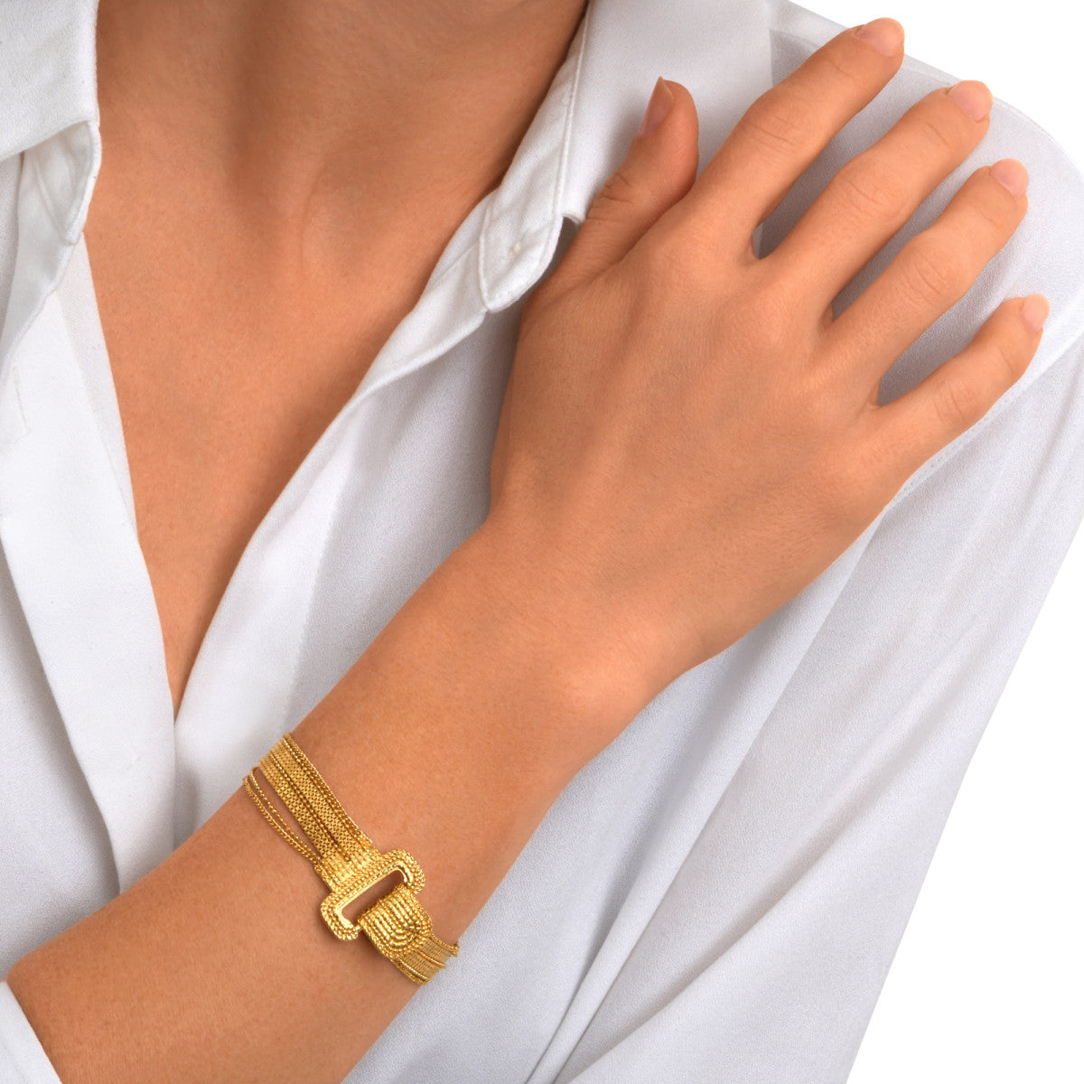 Bracelet Ashanti multirangs en chaînes - doré - taille M Dore