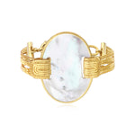 Bracelet Ashanti multirangs en chaînes et nacre ovale - blanc Nacre