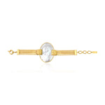 Bracelet Ashanti multirangs en chaînes et nacre ovale - blanc Nacre
