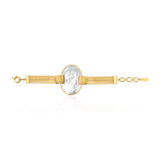 Bracelet Ashanti multirangs en chaînes et nacre ovale - blanc Nacre