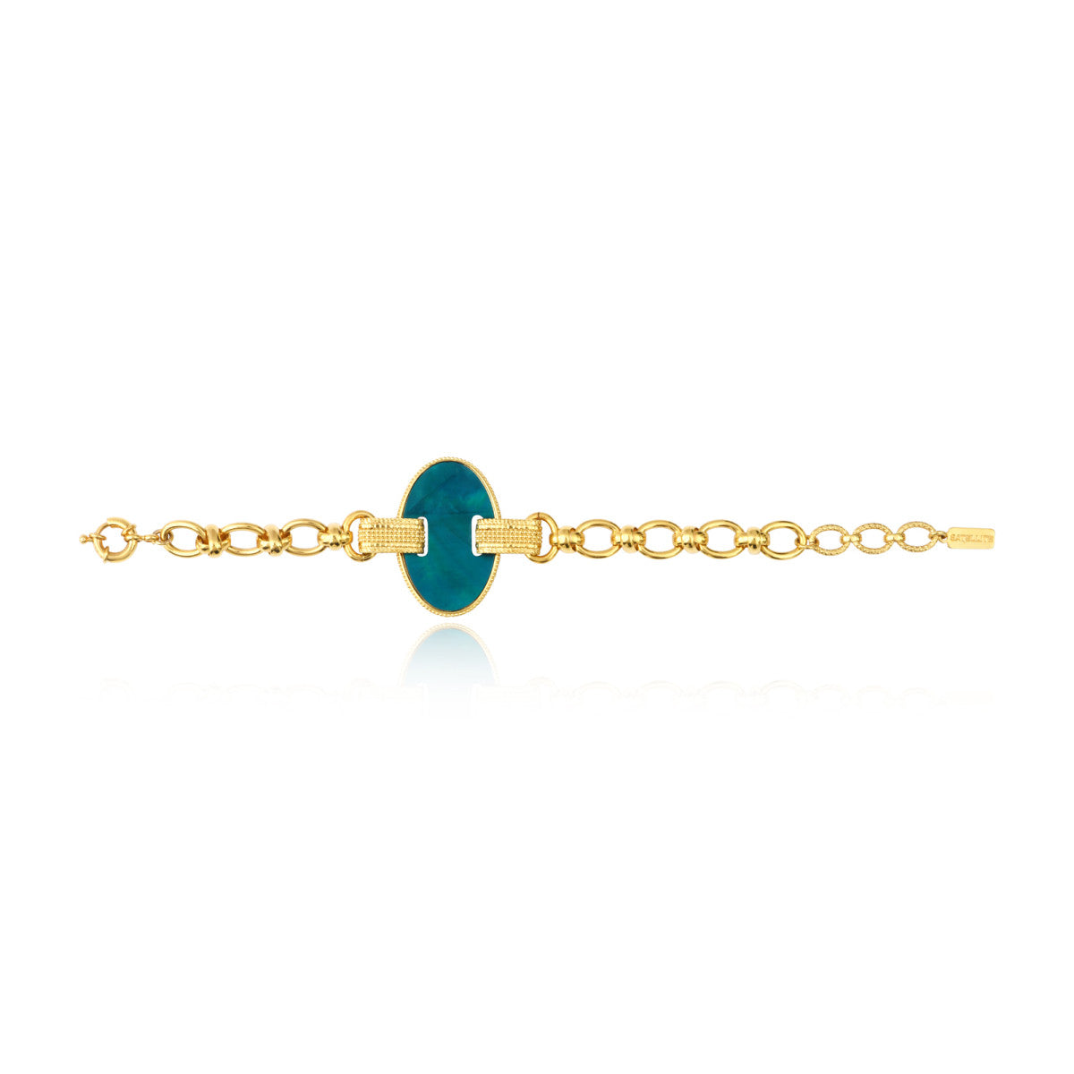Bracelet Ashanti en chaîne à maillons et nacre ovale - turquoise vert Turquoise vert