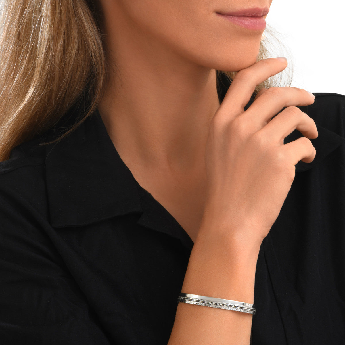 Bracelet jonc Ashanti fin ajustable - argenté - taille M Argent