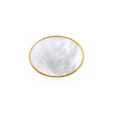 Broche Ashanti en nacre ovale - blanc Nacre