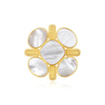 Broche Ashanti en métal et nacre - blanc Nacre