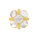 Broche Ashanti en métal et nacre - blanc Nacre