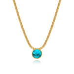 Collier Ashanti en chaîne plate et nacre ronde - turquoise vert Turquoise vert