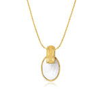 Collier Ashanti en chaîne tressée et nacre ovale - blanc Nacre