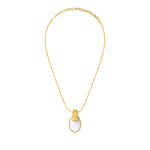 Collier Ashanti en chaîne tressée et nacre ovale - blanc Nacre