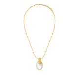 Collier Ashanti en chaîne tressée et nacre ovale - blanc Nacre