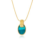 Collier Ashanti en chaîne tressée et nacre ovale - turquoise vert Turquoise vert