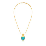 Collier Ashanti en chaîne tressée et nacre ovale - turquoise vert Turquoise vert