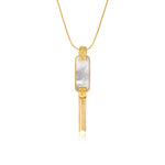 Collier Ashanti en chaîne tressée et nacre rectangulaire avec chaînes - blanc Nacre