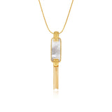Collier Ashanti en chaîne tressée et nacre rectangulaire avec chaînes - blanc Nacre
