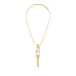 Collier Ashanti en chaîne tressée et nacre rectangulaire avec chaînes - blanc Nacre
