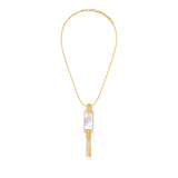 Collier Ashanti en chaîne tressée et nacre rectangulaire avec chaînes - blanc Nacre