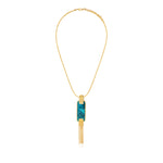 Collier Ashanti en chaîne tressée et nacre rectangulaire avec chaînes - turquoise vert Turquoise vert