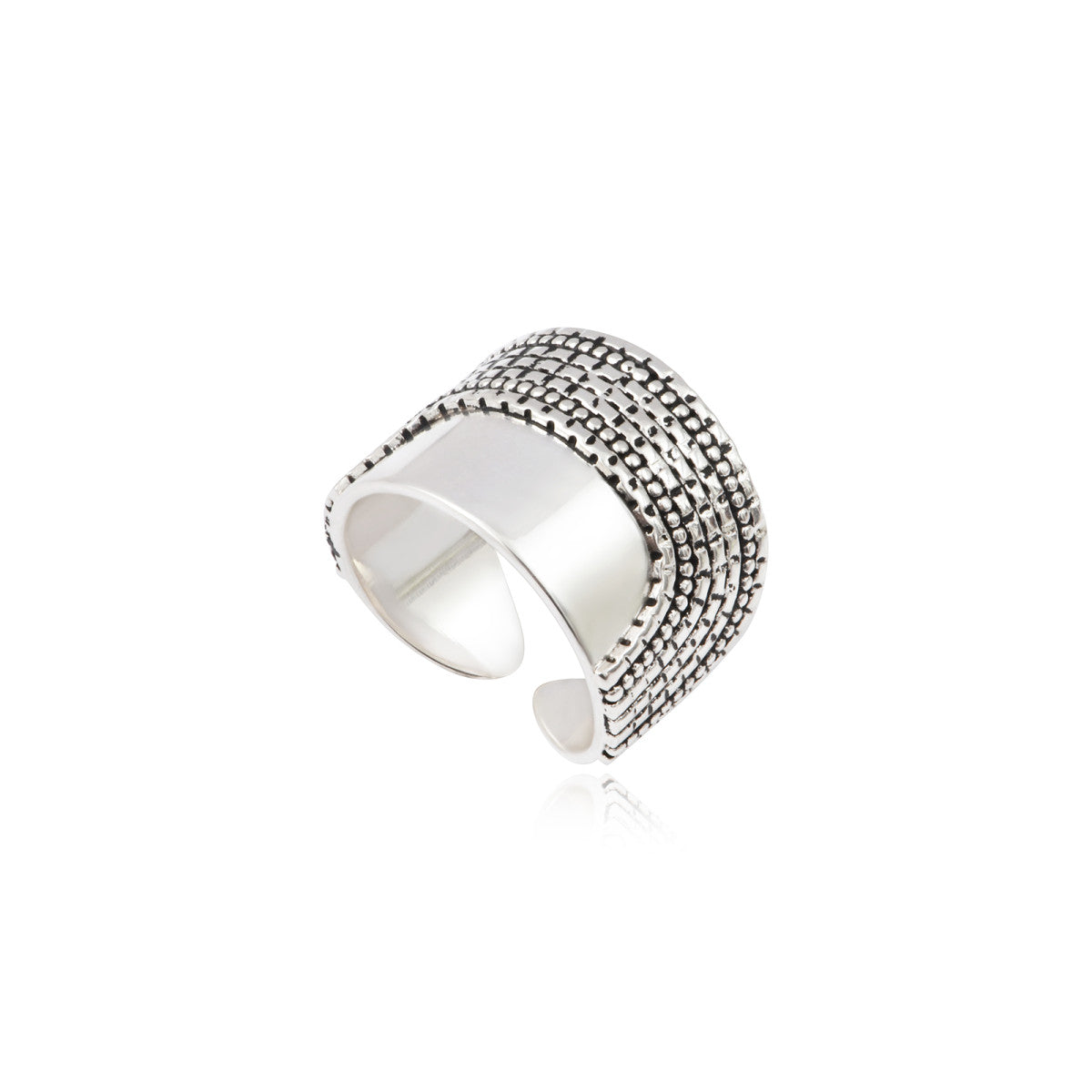 Bague Ashanti large ajustable en métal - argenté - taille M Argent