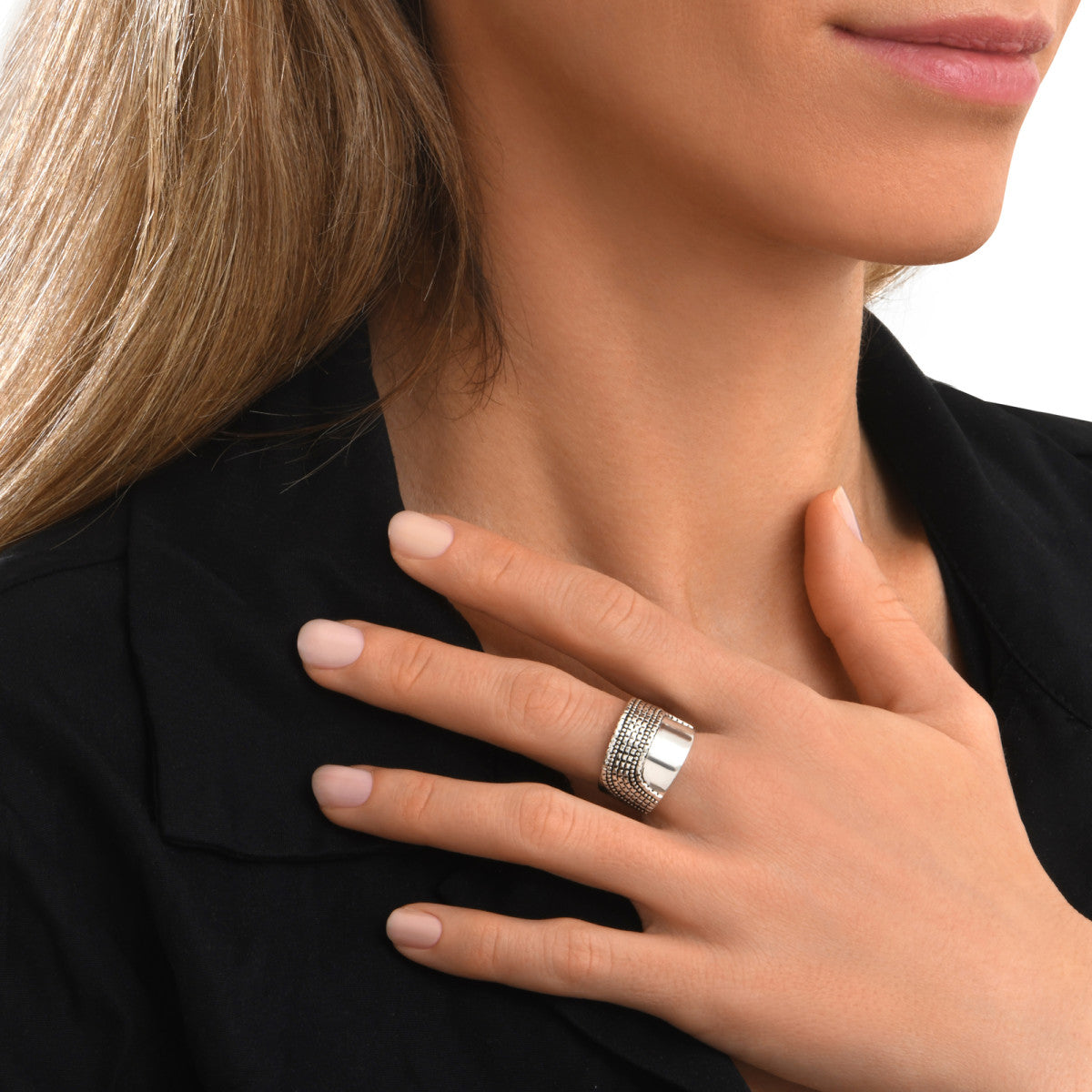 Bague Ashanti large ajustable en métal - argenté - taille M Argent