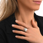 Bague Ashanti large ajustable en métal - argenté - taille M Argent
