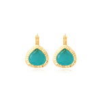 Boucles d'oreilles dormeuses Bysance cabochon cerclée métal - bleu Bleu