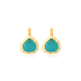 Boucles d'oreilles dormeuses Bysance cabochon cerclée métal - bleu Bleu