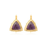 Boucles d'oreilles dormeuses Bysance en métal doré et améthyste triangulaire - violet Amethyste
