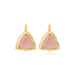 Boucles d'oreilles dormeuses Bysance en métal doré et cabochon triangulaire - rose Rose